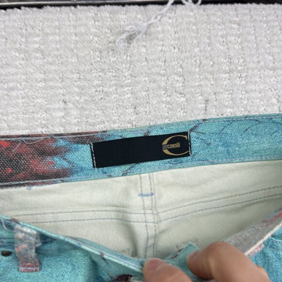 Y2K Just Cavalli Boot Cut Pants Psychedelic Reptile Skin Color AOP Wom Sz 27/41 - Picture 6 of 13